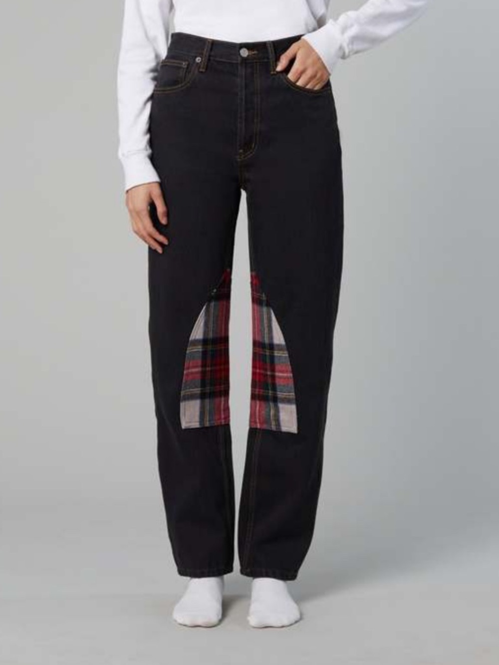 Still Here NYC Black Women’s Jeans with Plaid